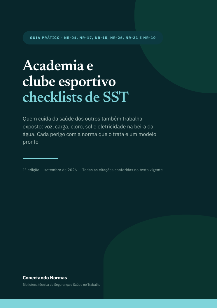 Capa do guia Academia e clube esportivo: checklists de SST