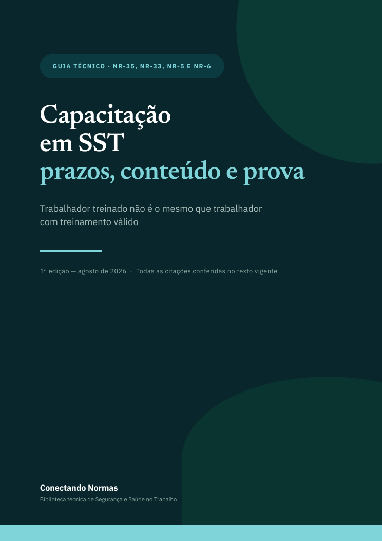 Capa do guia Capacitação em SST: prazos, conteúdo e prova