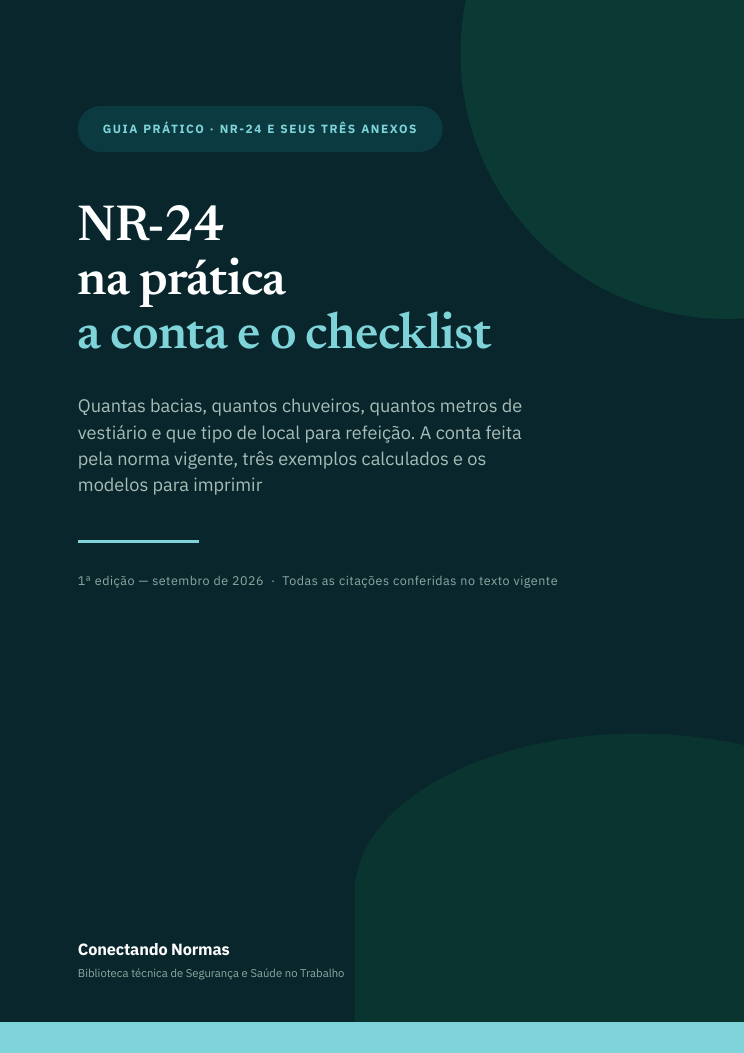 Capa do guia NR-24 na prática: checklist e dimensionamento