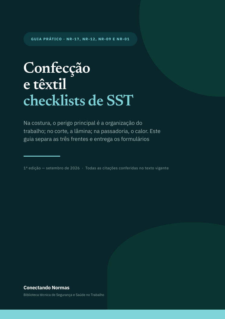 Capa do guia Confecção e têxtil: checklists de SST