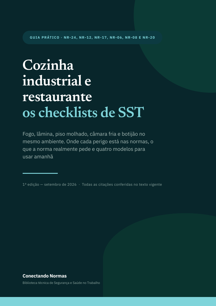 Capa do guia Cozinha industrial e restaurante: checklists de SST