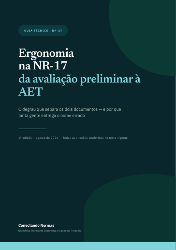 Capa do guia Ergonomia na NR-17: da avaliação preliminar à AET