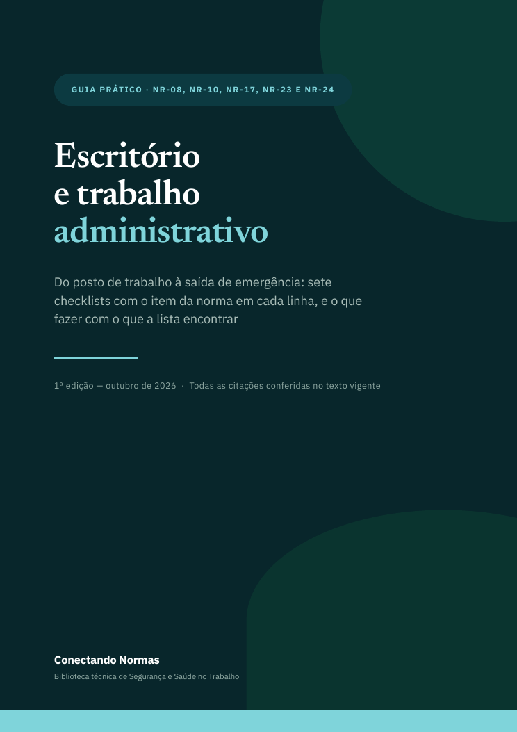 Capa do guia Escritório e trabalho administrativo: checklists de SST