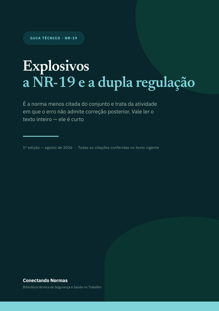 Capa do guia Explosivos: a NR-19 e a dupla regulação