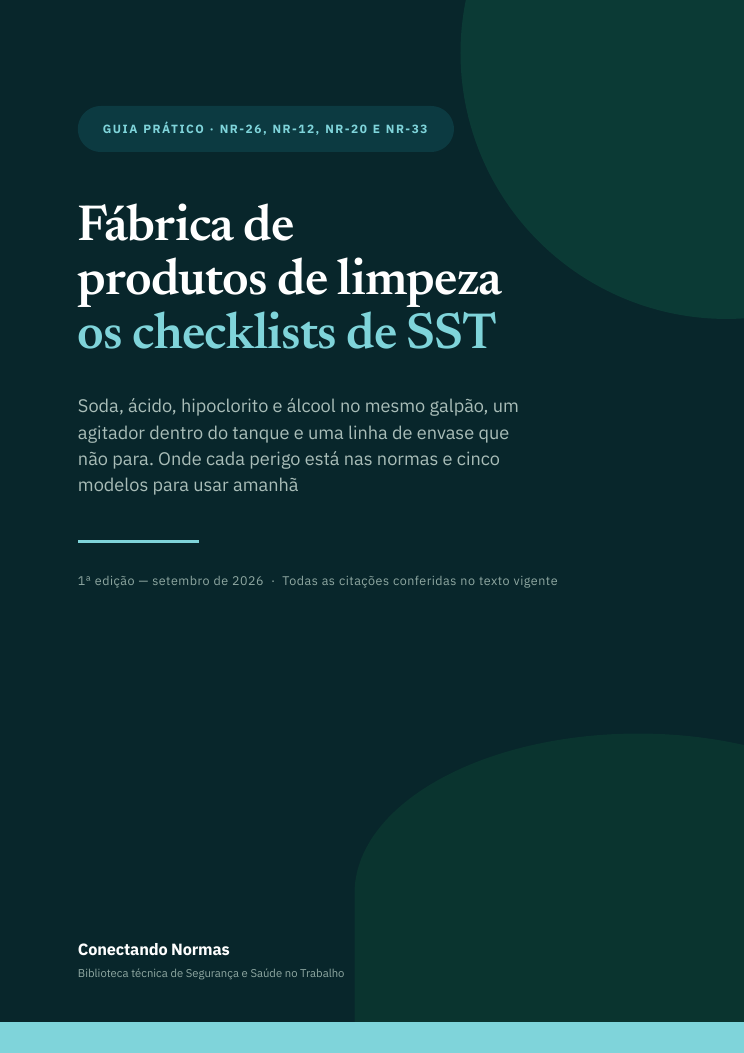 Capa do guia Fábrica de produtos de limpeza: checklists de SST