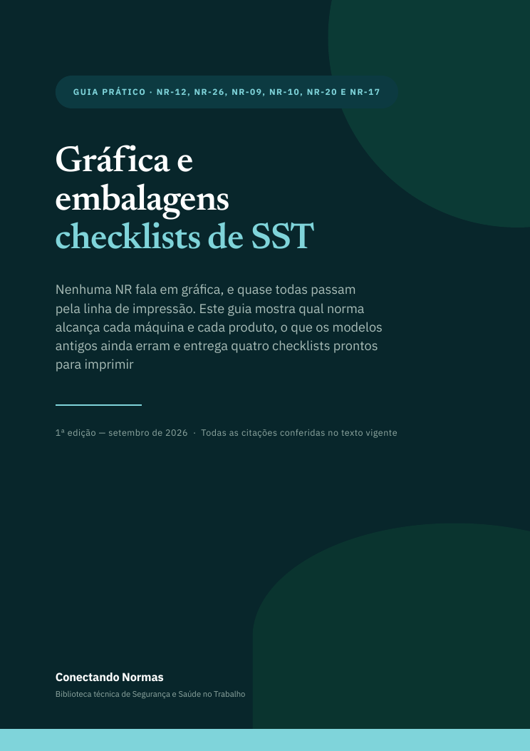 Capa do guia Gráfica e embalagens: checklists de SST