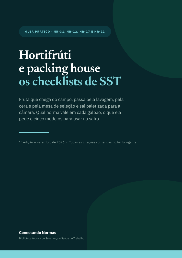 Capa do guia Hortifrúti e packing house: checklists de SST