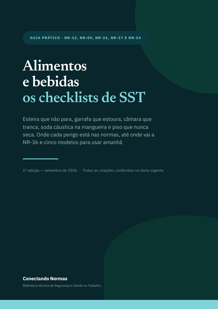 Capa do guia Indústria de alimentos e bebidas: checklists de SST