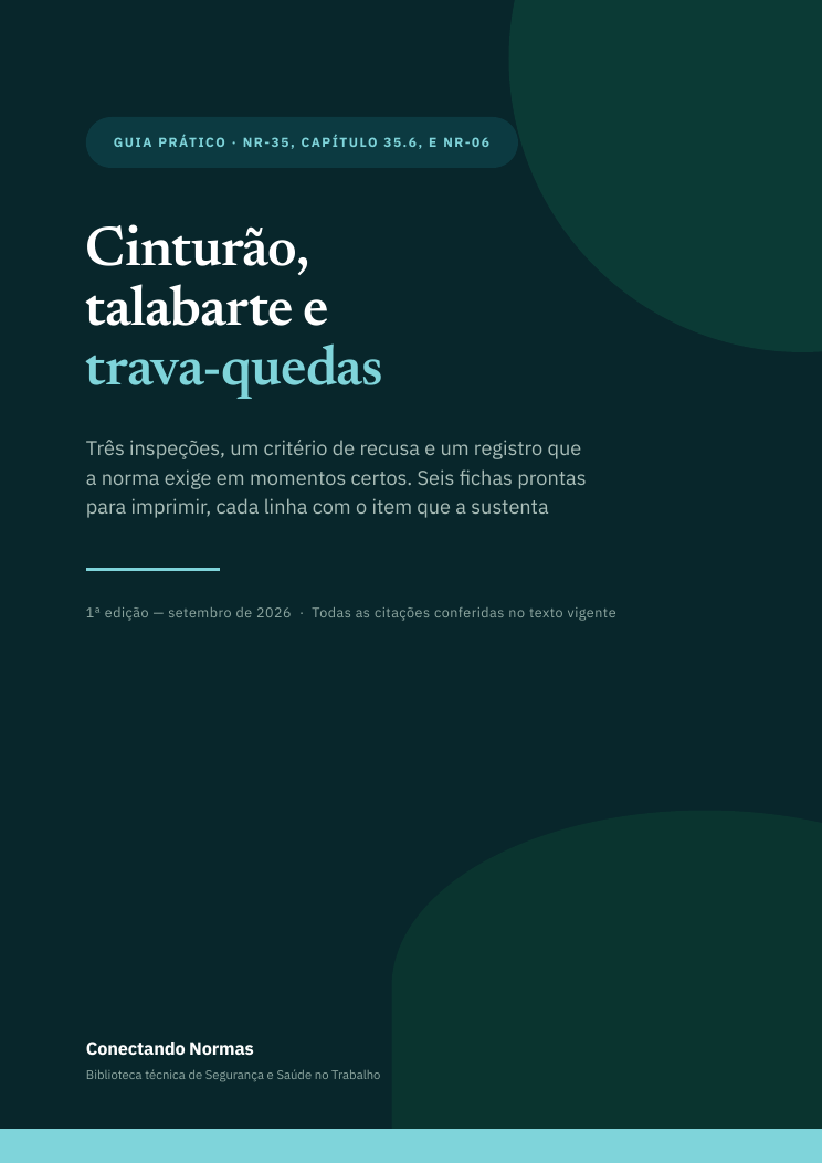Capa do guia Inspeção de cinturão, talabarte e trava-quedas