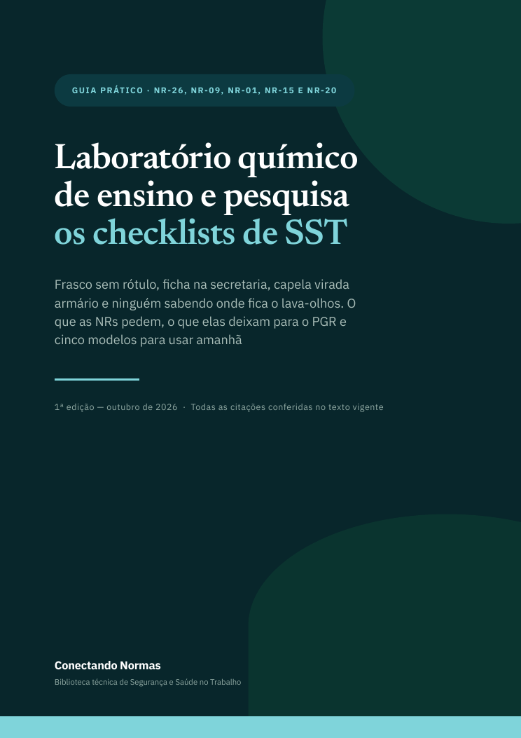 Capa do guia Laboratório químico de ensino e pesquisa: checklists de SST