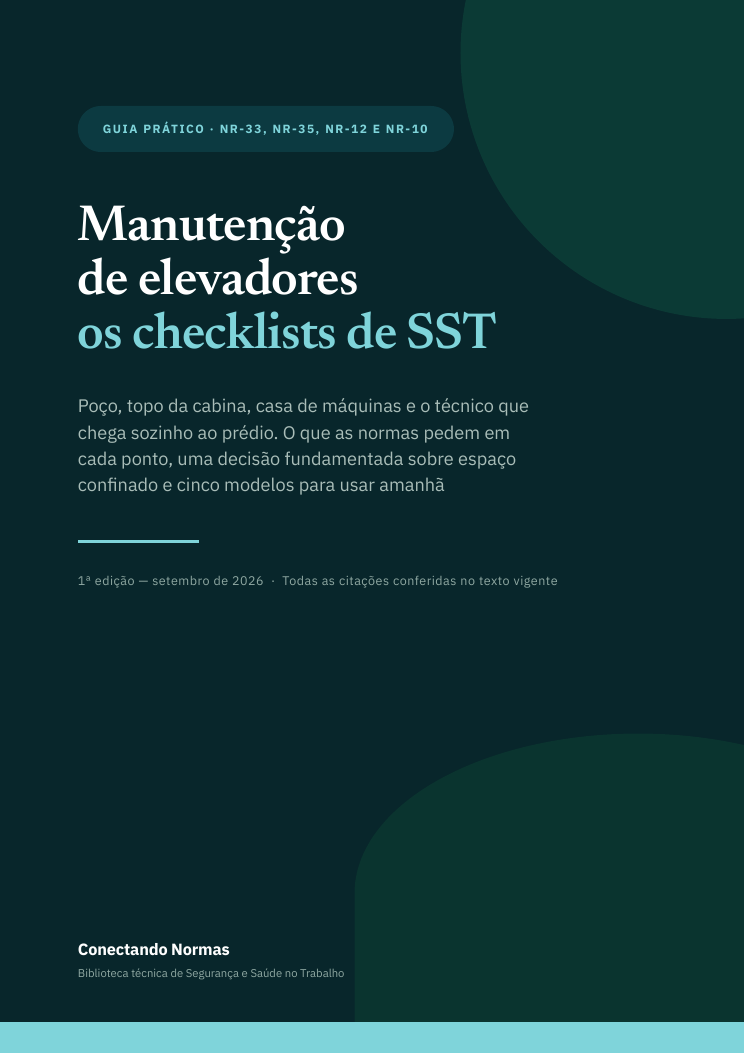 Capa do guia Manutenção de elevadores: checklists de SST