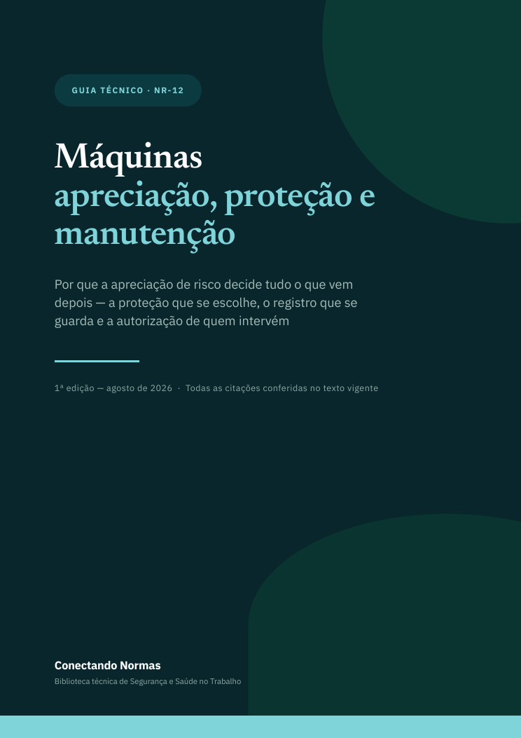 Capa do guia Máquinas: apreciação de risco, proteção e manutenção