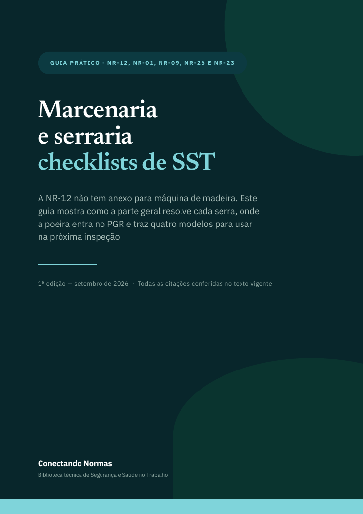 Capa do guia Marcenaria e serraria: checklists de SST