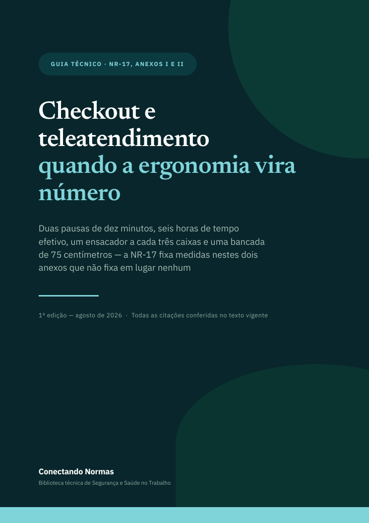 Capa do guia NR-17, Anexos I e II: checkout e teleatendimento