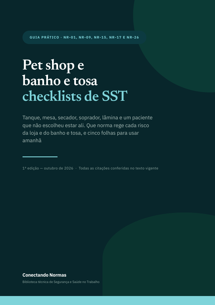 Capa do guia Pet shop e banho e tosa: checklists de SST
