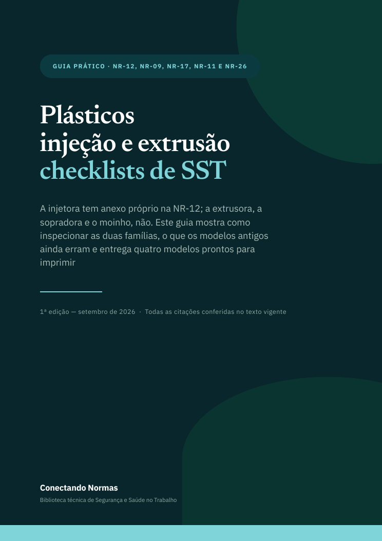 Capa do guia Plásticos: injeção e extrusão, checklists de SST