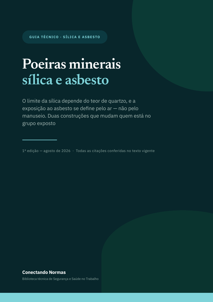 Capa do guia Poeiras minerais: sílica e asbesto no Anexo 12