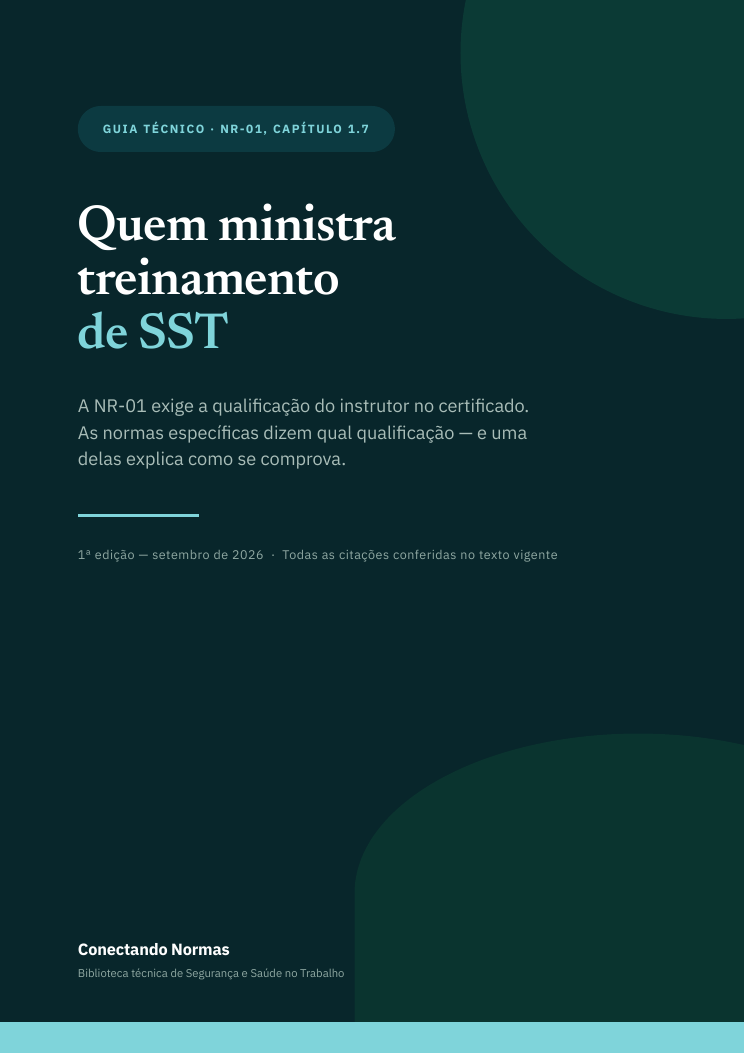 Capa do guia Quem ministra treinamento de SST