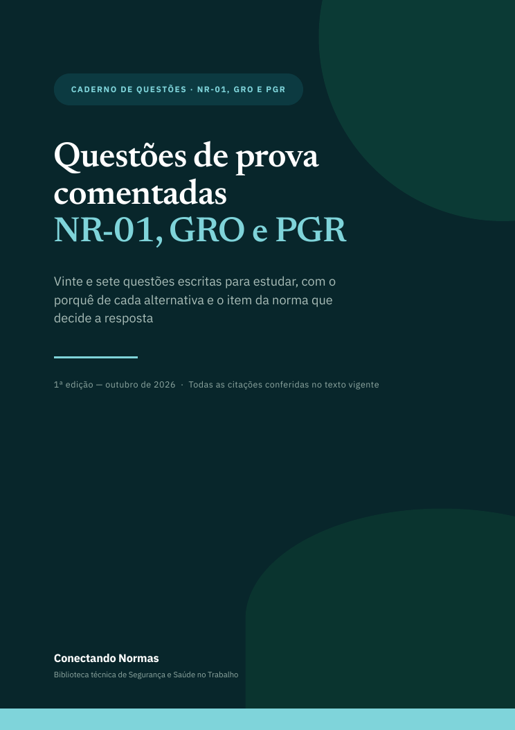 Capa do guia Questões de prova comentadas: NR-01, GRO e PGR