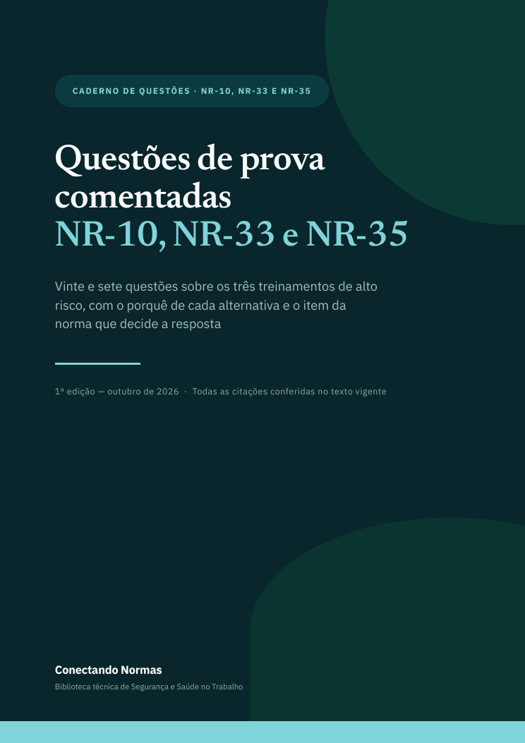 Capa do guia Questões de prova comentadas: NR-10, NR-33 e NR-35