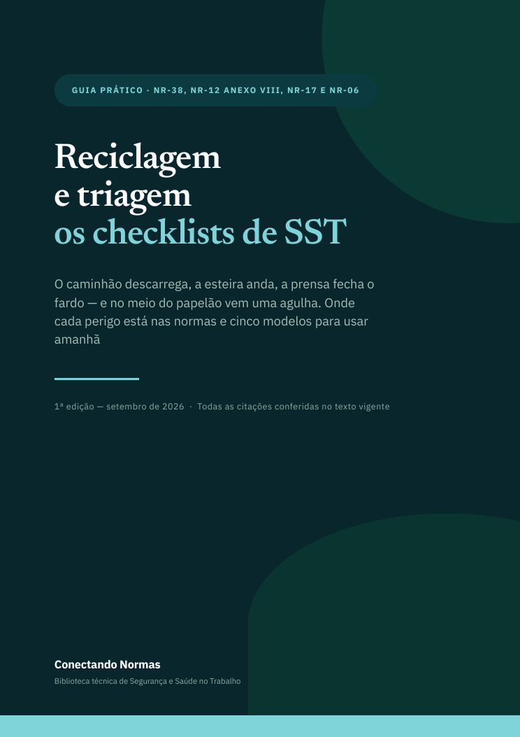Capa do guia Reciclagem e triagem de materiais: checklists de SST
