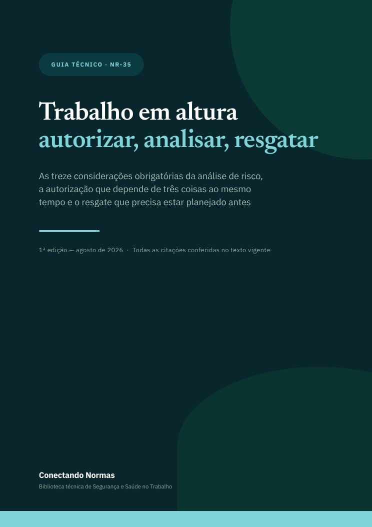 Capa do guia Trabalho em altura: autorização, análise de risco e resgate