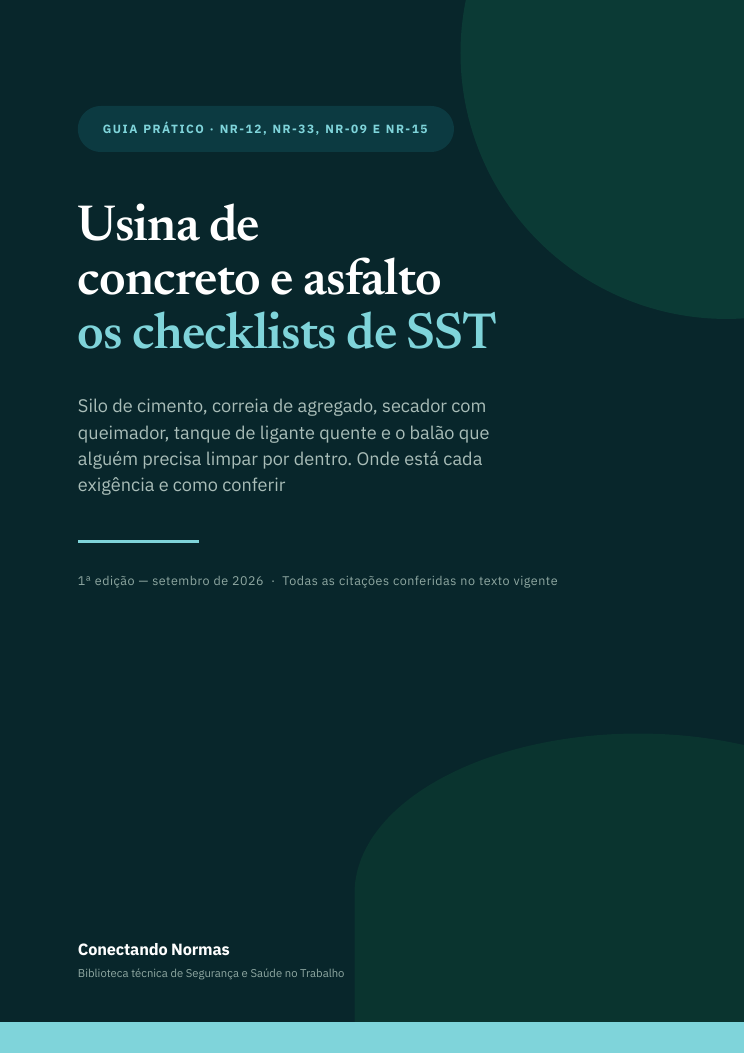Capa do guia Usina de concreto e asfalto: checklists de SST