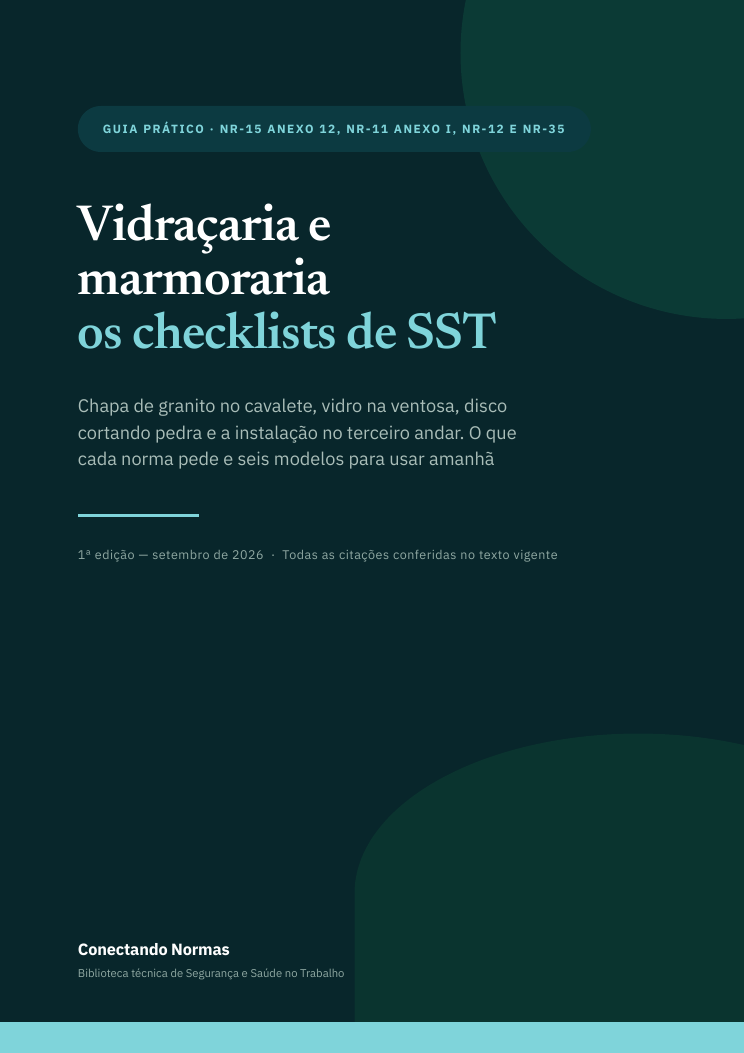 Capa do guia Vidraçaria e marmoraria: checklists de SST